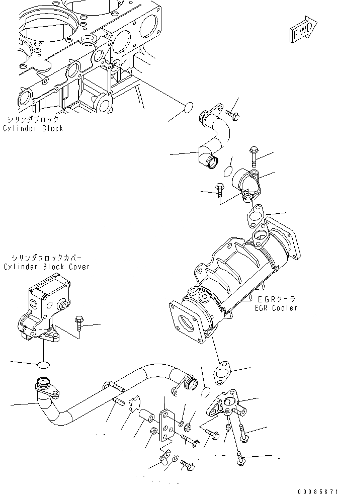 Схема запчастей Komatsu SAA6D140E-5C-01 - ВЫПУСКН. GAS RECIRCULATION КЛАПАН (/) (EGR ОХЛАДИТЕЛЬ ВОДН. ГИДРОЛИНИЯ)(№87-) ДВИГАТЕЛЬ