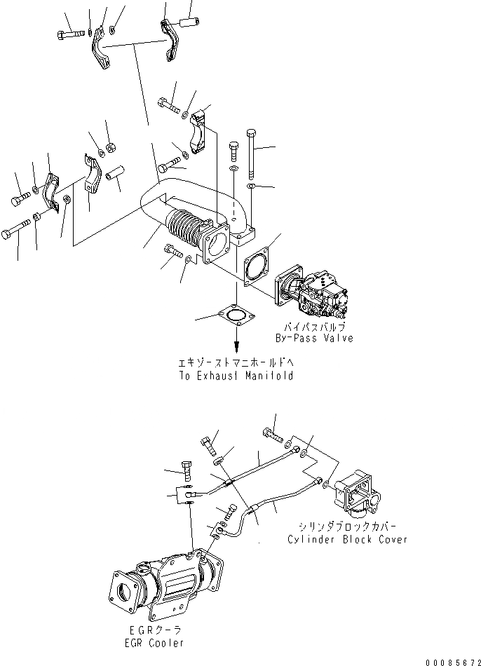 Схема запчастей Komatsu SAA6D140E-5C-01 - ВЫПУСКН. GAS RECIRCULATION КЛАПАН (/) (ВОЗДУШН. ВЕНТИЛЯЦИЯ И BYPASS КЛАПАН ТРУБЫ)(№87-) ДВИГАТЕЛЬ