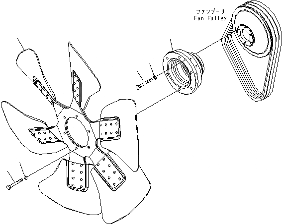 Схема запчастей Komatsu SAA6D140E-5D-01 - ВЕНТИЛЯТОР ОХЛАЖДЕНИЯ (ВСАСЫВ. ТИП)(№-) ДВИГАТЕЛЬ