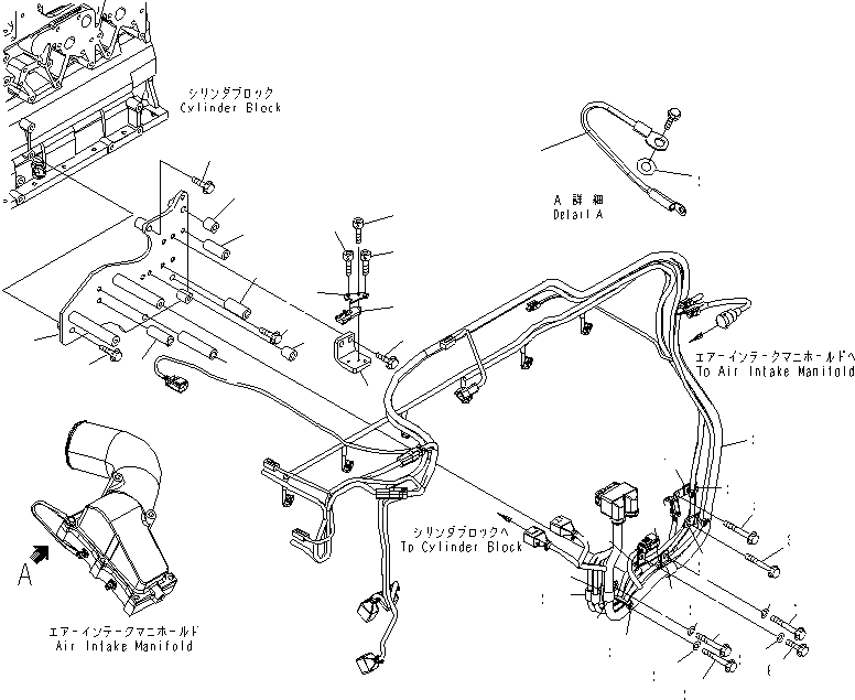 Схема запчастей Komatsu SAA6D140E-5D-01 - ПРОВОДКА (/)(№-7) ДВИГАТЕЛЬ