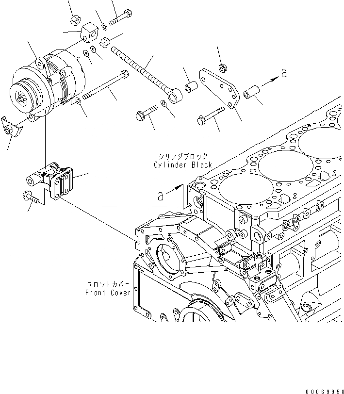 Схема запчастей Komatsu SAA6D125E-5D-01 - ГЕНЕРАТОР И КРЕПЛЕНИЕ (A)(№8-) ДВИГАТЕЛЬ