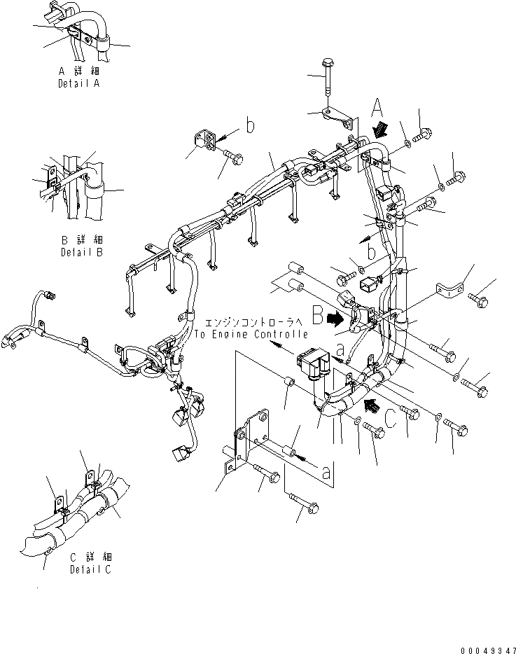 Схема запчастей Komatsu SAA6D125E-5D-01 - ПРОВОДКА (/) (Э/ПРОВОДКА ДВИГАТЕЛЯ)(№-) ДВИГАТЕЛЬ