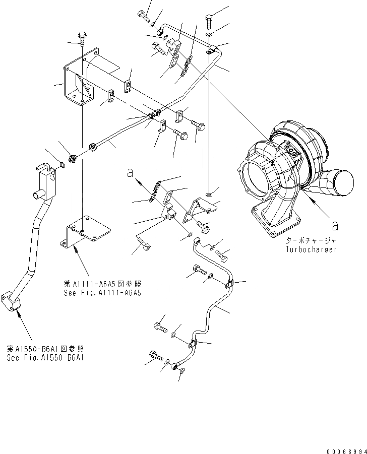 Схема запчастей Komatsu SAA6D170E-5C-01 - ТУРБОНАГНЕТАТЕЛЬ ВОДН. ГИДРОЛИНИЯ(№7-) ДВИГАТЕЛЬ