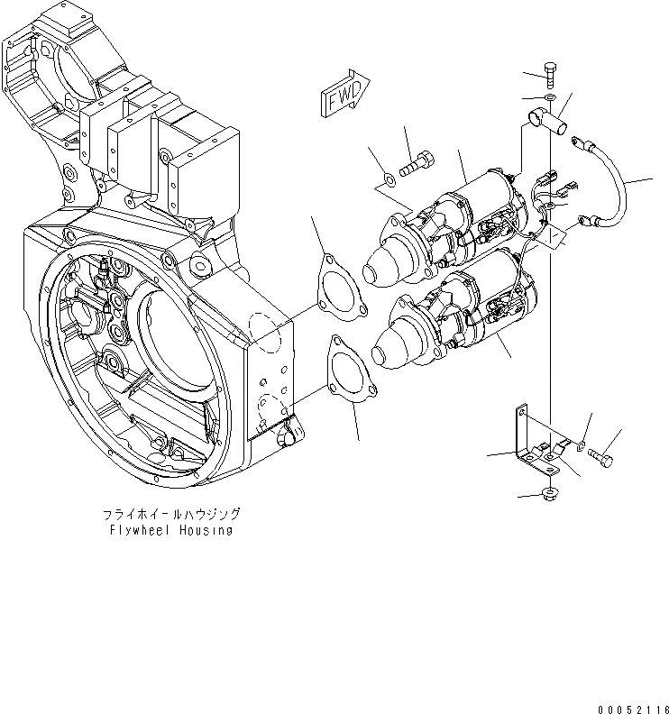 Схема запчастей Komatsu SAA6D170E-5C-01 - КРЕПЛЕНИЕ СТАРТЕРА (KW)(№7-) ДВИГАТЕЛЬ