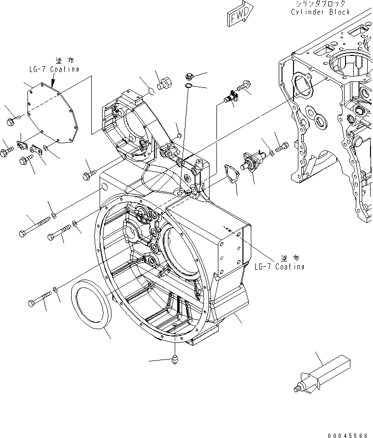 Схема запчастей Komatsu SAA6D170E-5D-01 - КАРТЕР МАХОВИКА(№-) ДВИГАТЕЛЬ