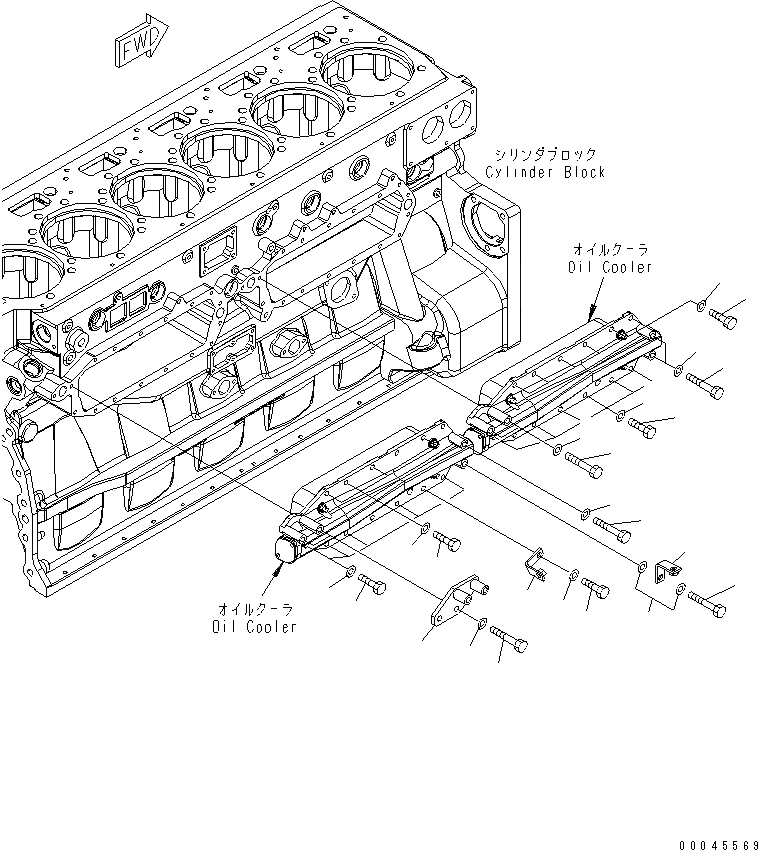 Схема запчастей Komatsu SAA6D170E-5D-01 - МАСЛООХЛАДИТЕЛЬ КРЕПЛЕНИЕ(№-) ДВИГАТЕЛЬ