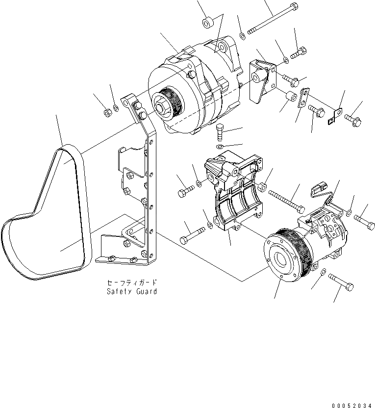 Схема запчастей Komatsu SAA6D170E-5D-01 - ГЕНЕРАТОР (A) И FREON КОМПРЕССОР(№-) ДВИГАТЕЛЬ