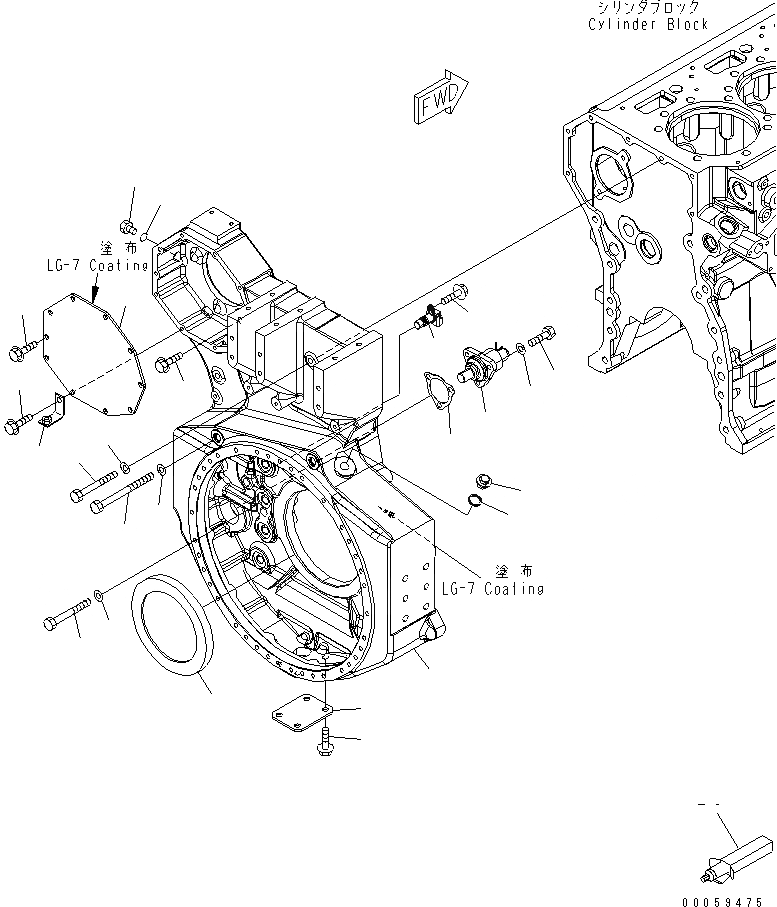 Схема запчастей Komatsu SAA6D170E-5B-02 - КАРТЕР МАХОВИКА(№7-) ДВИГАТЕЛЬ