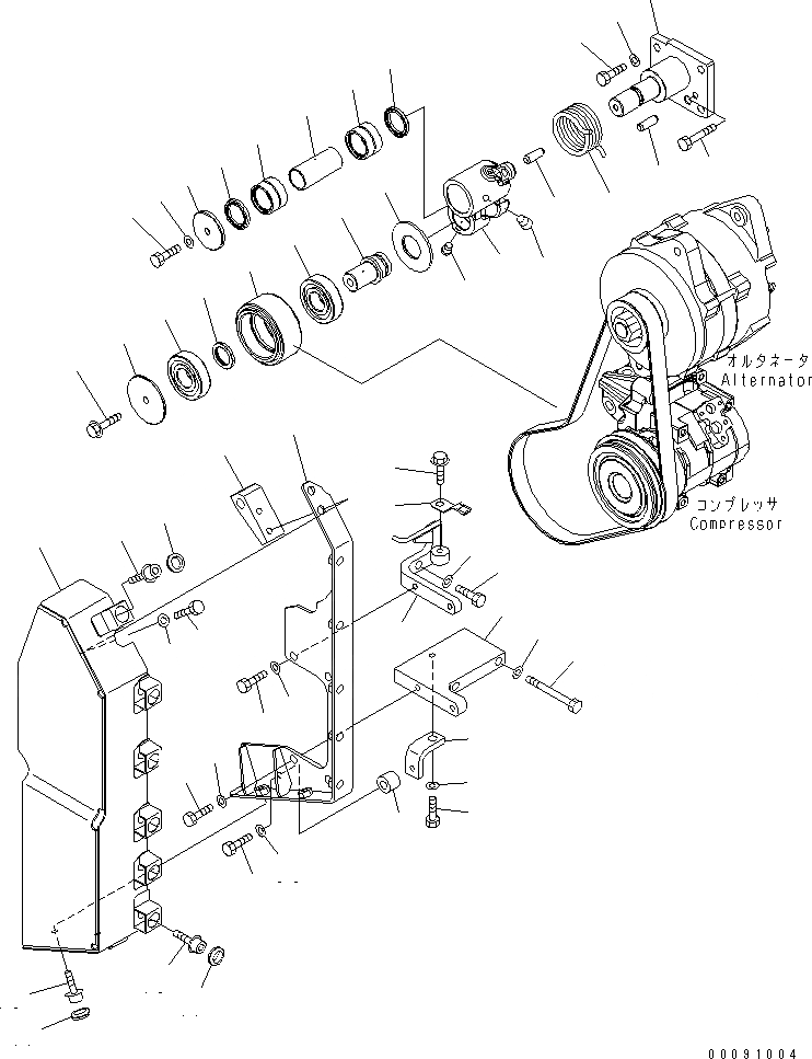 Схема запчастей Komatsu SAA6D170E-5B-02 - НАТЯЖЕНИЕ РЕМНЯ И КРЫШКА (ЕС SAFTY REGULATION)(№7-) ДВИГАТЕЛЬ