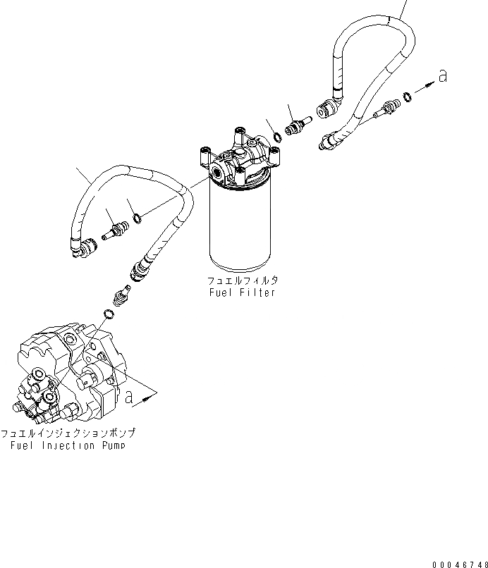 Схема запчастей Komatsu SAA6D107E-1G-W - ТРУБЫ ТОПЛ. ФИЛЬТРА ДВИГАТЕЛЬ