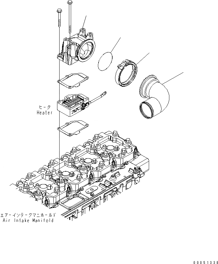 Схема запчастей Komatsu SAA6D114E-3C-WT - ВОЗД. СОЕДИН-Е(№887-) ДВИГАТЕЛЬ