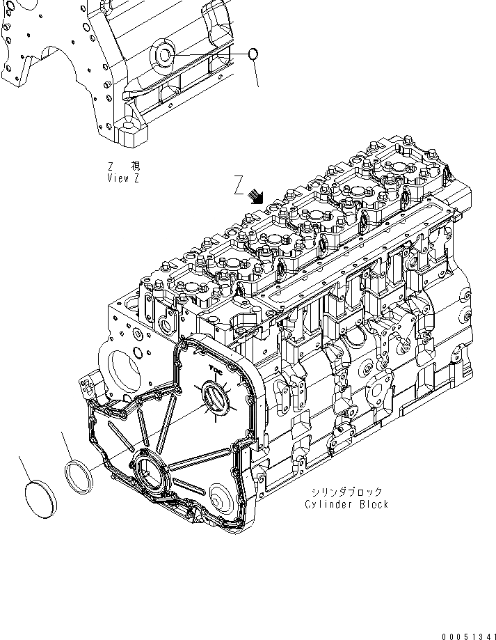 Схема запчастей Komatsu SAA6D114E-3C-WT - БЛОК ЦИЛИНДРОВ COVER(№887-) ДВИГАТЕЛЬ