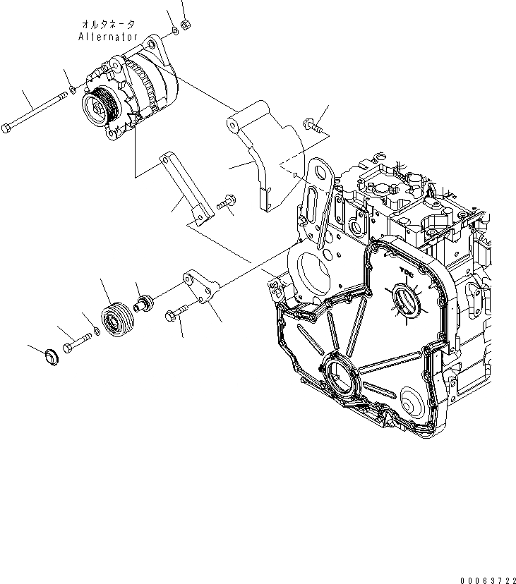 Схема запчастей Komatsu SAA6D114E-3C-WT - КРЕПЛЕНИЕ ГЕНЕРАТОРА (ДЛЯ A ГЕНЕРАТОР)(№89-) ДВИГАТЕЛЬ