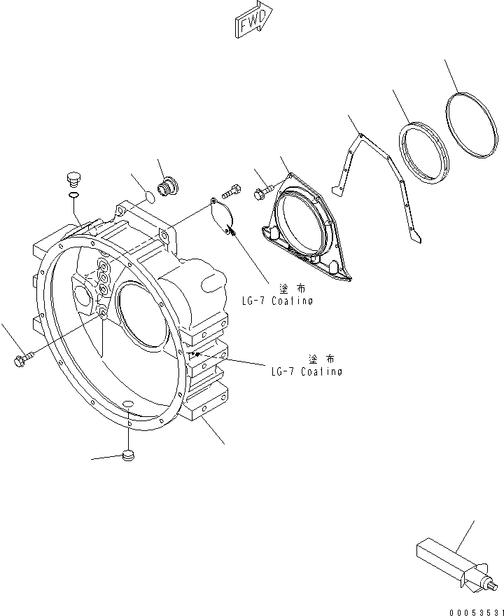 Схема запчастей Komatsu SAA6D114E-3BB-W - КАРТЕР МАХОВИКА(№8-) ДВИГАТЕЛЬ