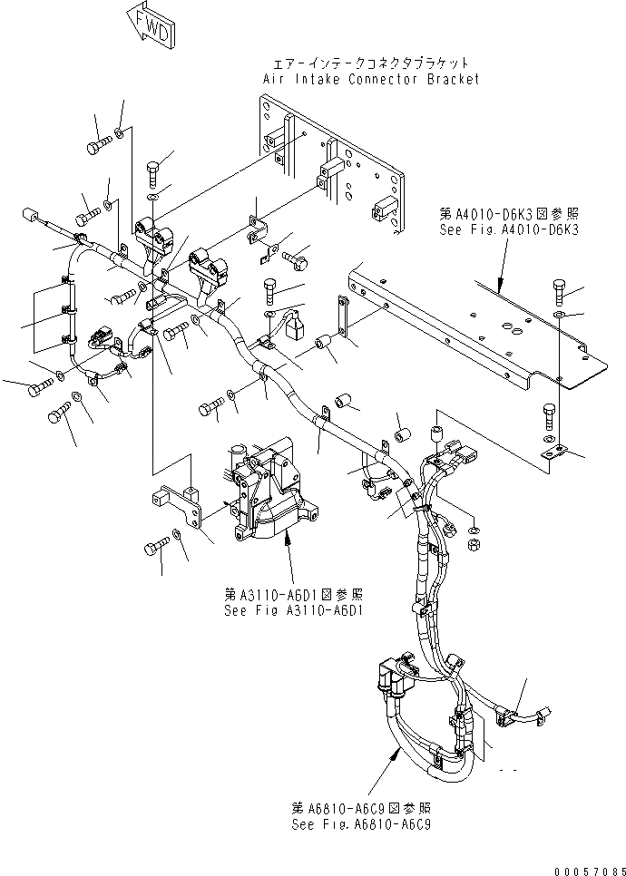 Схема запчастей Komatsu SAA6D170E-5C-R1 - КАБЕЛЬ СУППОРТ (/) ДВИГАТЕЛЬ ЭЛЕКТРОПРОВОДКА ДВИГАТЕЛЬ