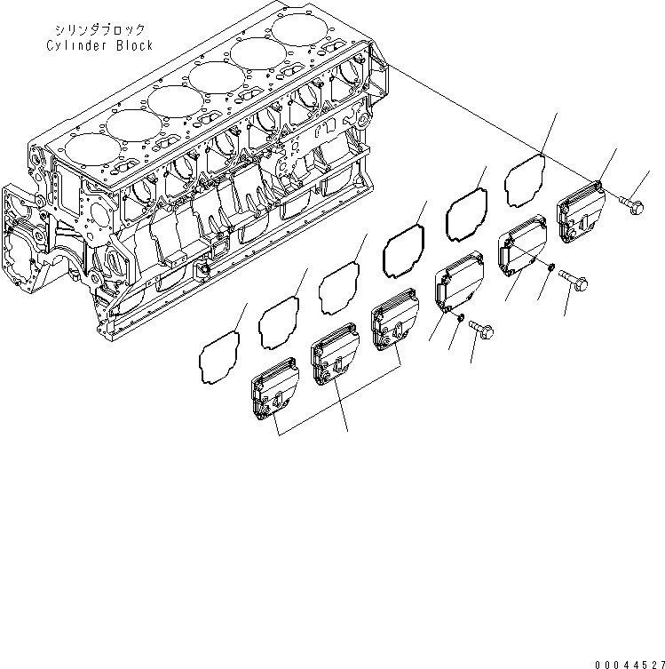 Схема запчастей Komatsu SAA6D170E-5B-R2 - КРЫШКА ТОЛКАТЕЛЕЙ КЛАПАНА(№-) ДВИГАТЕЛЬ