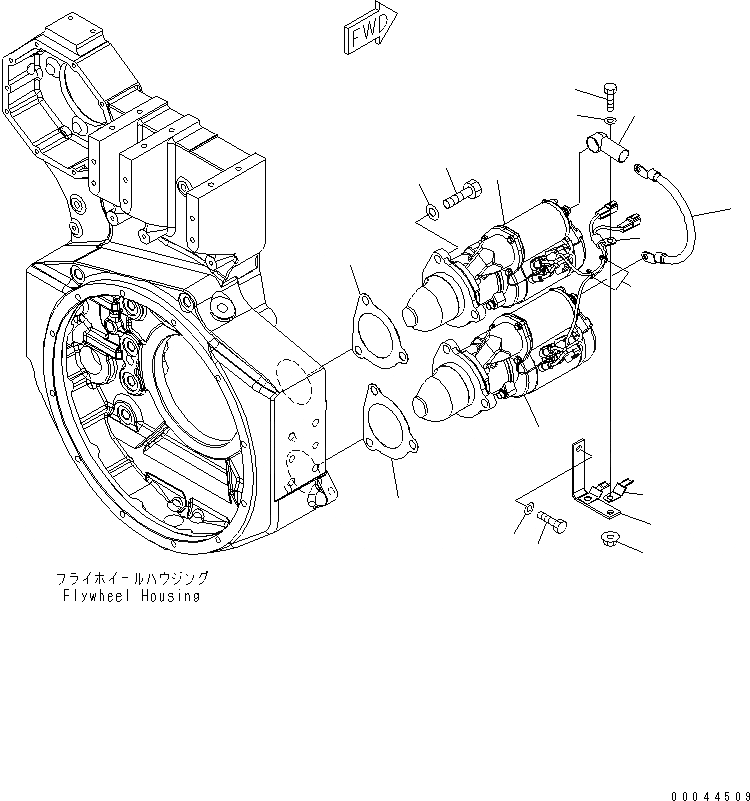 Схема запчастей Komatsu SAA6D170E-5B-R2 - КРЕПЛЕНИЕ СТАРТЕРА (7.KW)(№-) ДВИГАТЕЛЬ