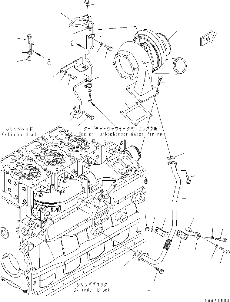 Схема запчастей Komatsu SAA6D170E-5BR-W - КРЕПЛЕНИЕ ТУРБОНАГНЕТАТЕЛЯ И СМАЗКА(№-) ДВИГАТЕЛЬ