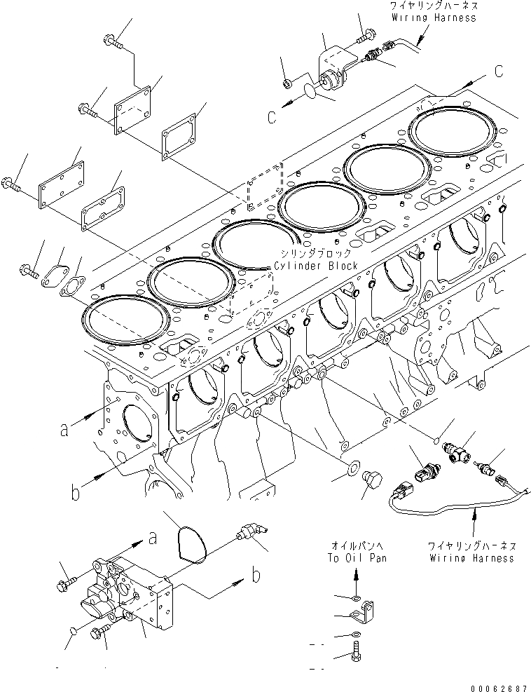 Схема запчастей Komatsu SAA6D170E-5BR-W - ЭЛЕМЕНТЫ БЛОКА ЦИЛИНДРОВ (ЗАГЛУШКА И ТЕМПЕРАТУРН. ДАТЧИК¤ ДАТЧИК ДАВЛЕНИЯ) (W/O V.H.M.S.)(№-) ДВИГАТЕЛЬ