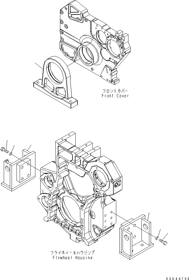 Схема запчастей Komatsu SAA6D170E-5BR-W - КРЕПЛЕНИЕ ДВИГАТЕЛЯ(№-) ДВИГАТЕЛЬ