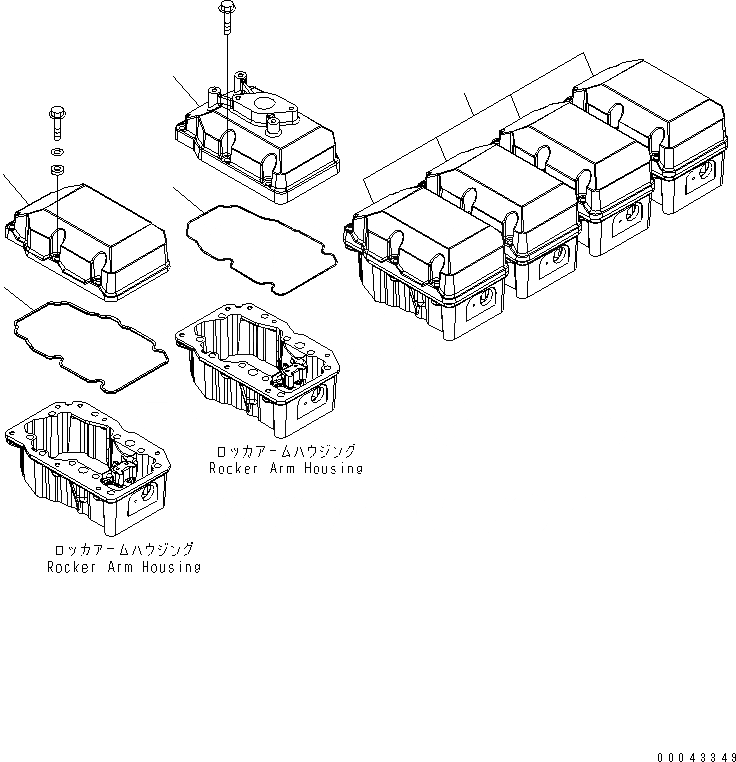 Схема запчастей Komatsu SAA6D170E-5CR-W - КРЫШКА КОРОМЫСЛА(№-8) ДВИГАТЕЛЬ