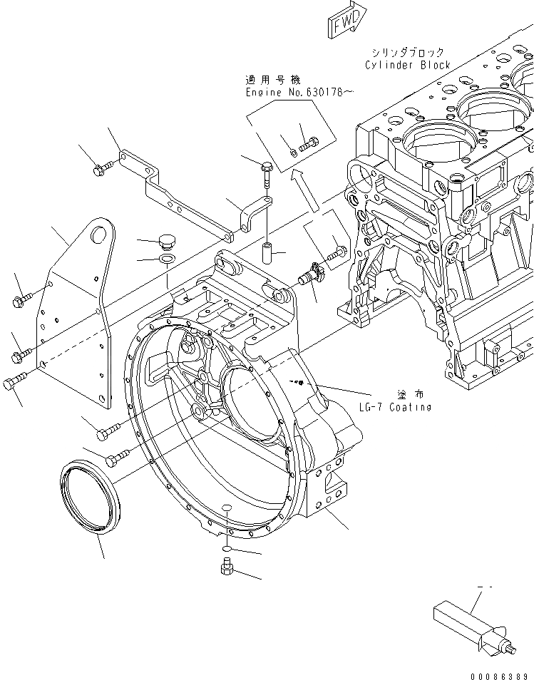 Схема запчастей Komatsu SAA6D140E-5FR-W - КАРТЕР МАХОВИКА(№-) ДВИГАТЕЛЬ