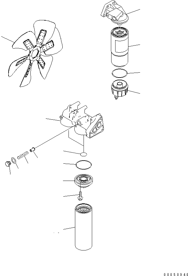 Схема запчастей Komatsu SAA6D140E-5FR-W - ВЕНТИЛЯТОР ОХЛАЖДЕНИЯ И МАСЛ. ФИЛЬТР(№-) ДВИГАТЕЛЬ