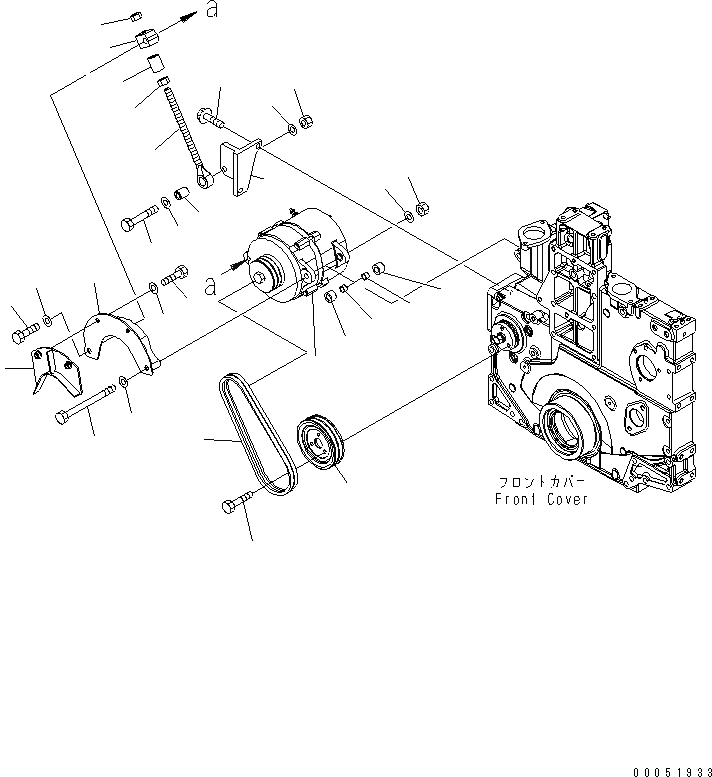 Схема запчастей Komatsu SAA6D140E-5HR-W - КРЕПЛЕНИЕ ГЕНЕРАТОРА (7A)(№-) ДВИГАТЕЛЬ