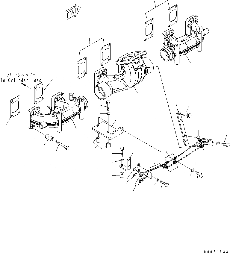 Схема запчастей Komatsu SAA6D170E-5AR-W - ВЫПУСКНОЙ КОЛЛЕКТОР(№-) ДВИГАТЕЛЬ