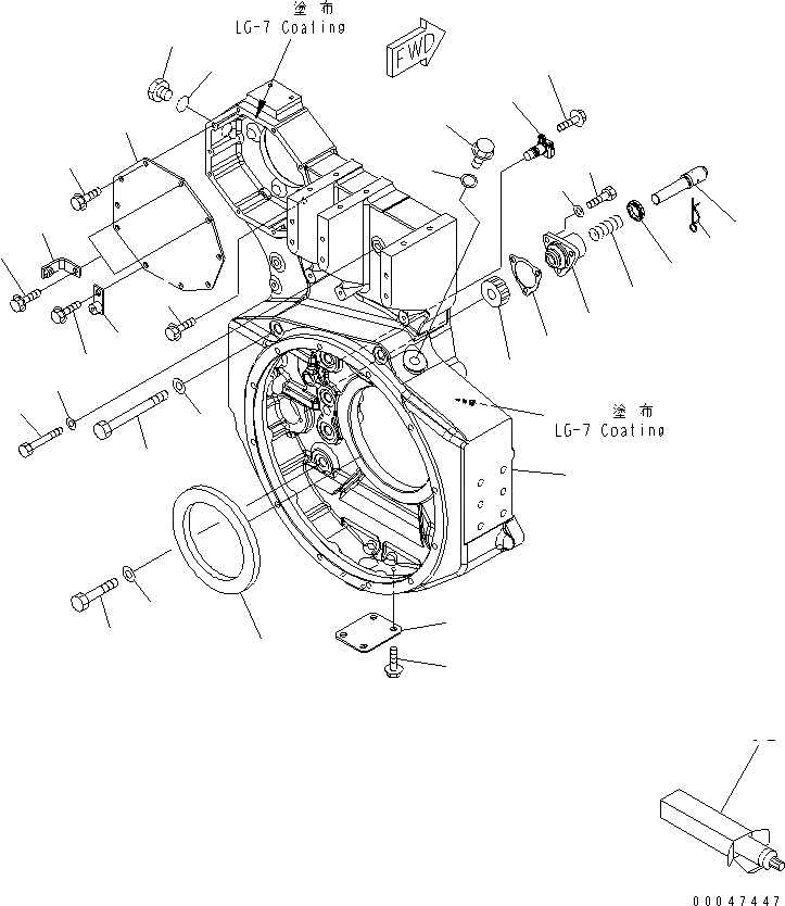 Схема запчастей Komatsu SAA6D170E-5AR-W - КАРТЕР МАХОВИКА(№-) ДВИГАТЕЛЬ