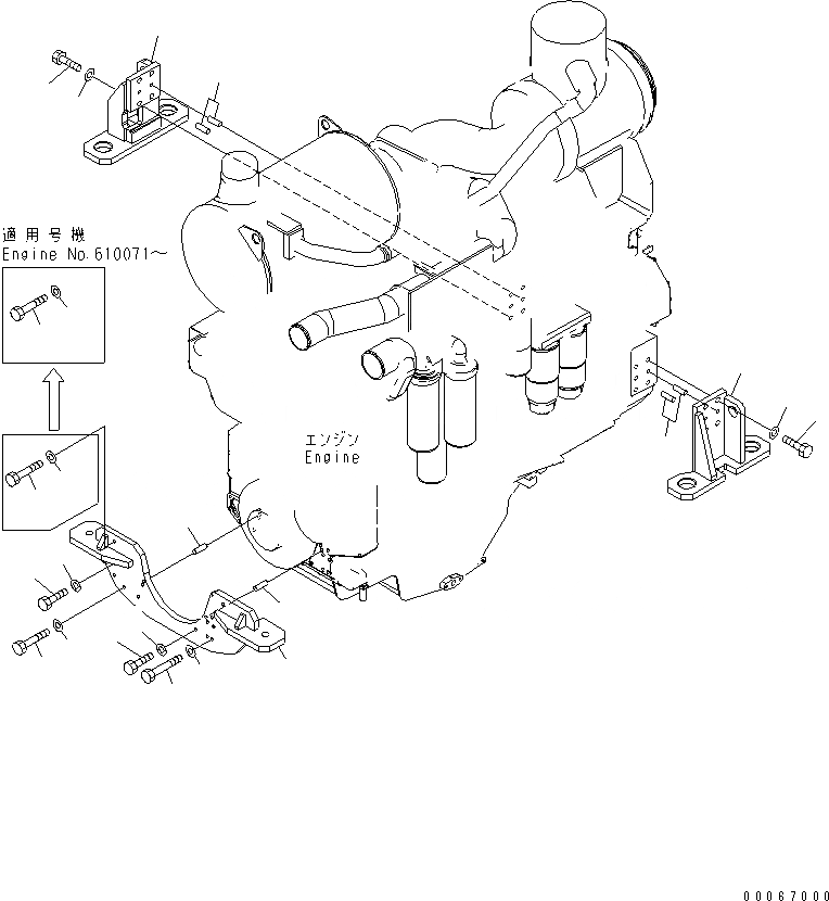 Схема запчастей Komatsu SAA6D170E-5AR-W - КРЕПЛЕНИЕ ДВИГАТЕЛЯ(№-) ДВИГАТЕЛЬ