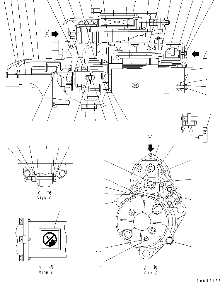 Схема запчастей Komatsu SAA6D170E-5AR-W - СТАРТЕР (KW) (ВНУТР. ЧАСТИ)(№-) ДВИГАТЕЛЬ