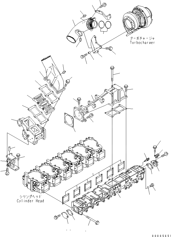 Схема запчастей Komatsu SAA6D140E-5GR-W - ТРУБОПРОВОД ВПУСКА ВОЗДУХА И СОЕДИН-Е(№-) ДВИГАТЕЛЬ