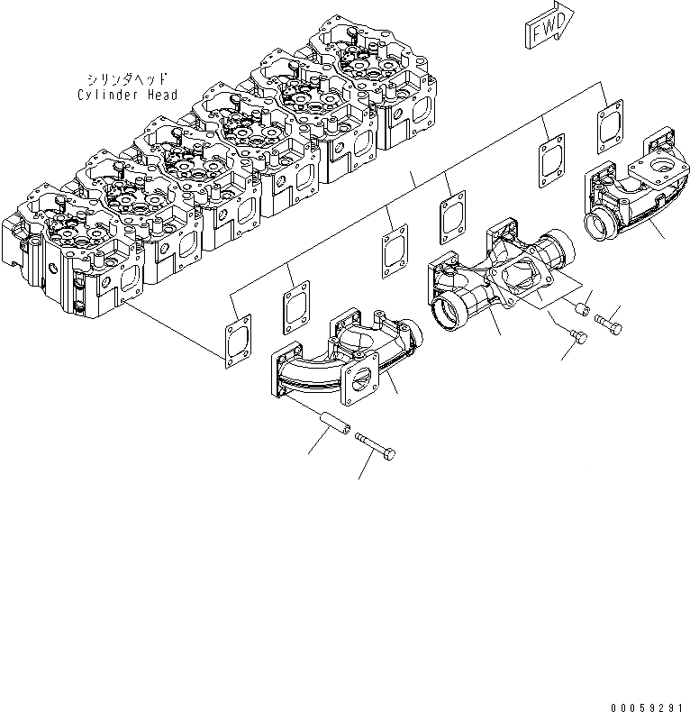 Схема запчастей Komatsu SAA6D140E-5GR-W - ВЫПУСКНОЙ КОЛЛЕКТОР(№-) ДВИГАТЕЛЬ