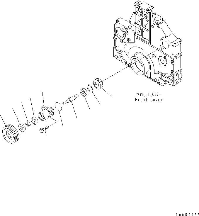 Схема запчастей Komatsu SAA6D140E-5GR-W - ПЕРЕДН. МЕХ-М ОТБОРА МОЩНОСТИ (ЗАКАЛЕНН. ШКИВ) ДВИГАТЕЛЬ