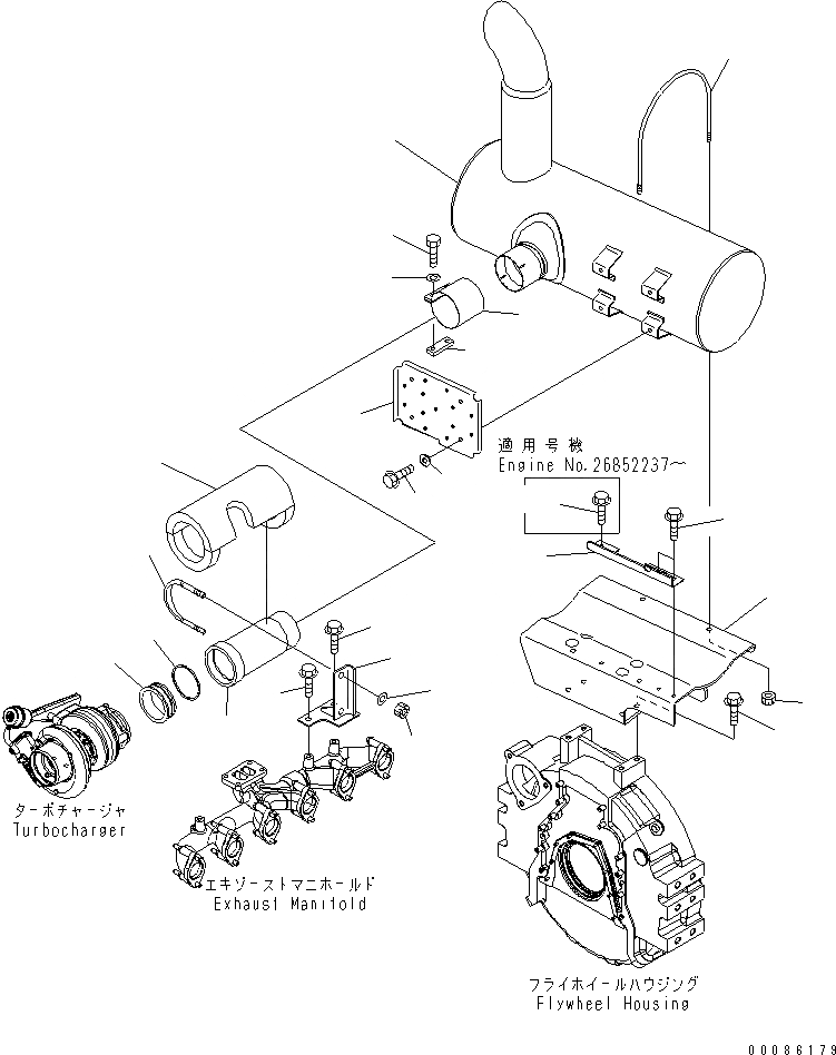 Схема запчастей Komatsu SAA6D114E-3D-WT - ГЛУШИТЕЛЬ (С BOSS ГЛУШИТЕЛЬ)(№8997-) ДВИГАТЕЛЬ