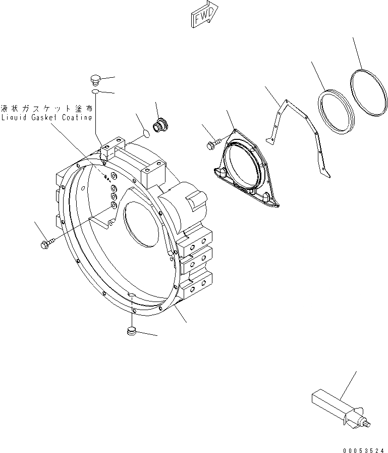 Схема запчастей Komatsu SAA6D114E-3D-WT - КАРТЕР МАХОВИКА ДВИГАТЕЛЬ