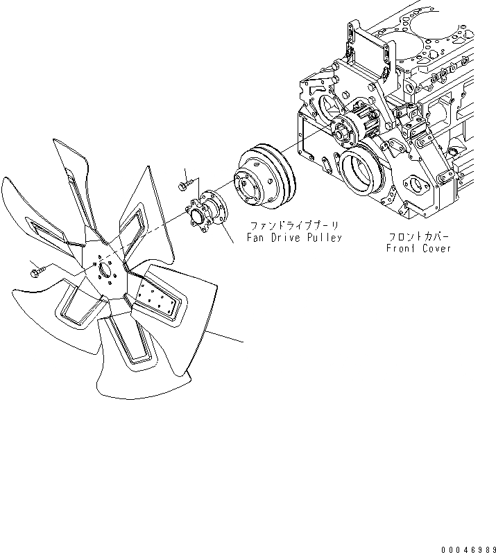 Схема запчастей Komatsu SAA6D125E-5F-02 - ВЕНТИЛЯТОР ОХЛАЖДЕНИЯ (ВСАСЫВ. ТИП)(№-) ДВИГАТЕЛЬ