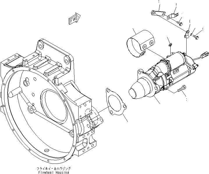 Схема запчастей Komatsu SAA6D125E-5F-02 - КРЕПЛЕНИЕ СТАРТЕРА (7.KW) (С ЗАЩИТА COVER)(№-) ДВИГАТЕЛЬ