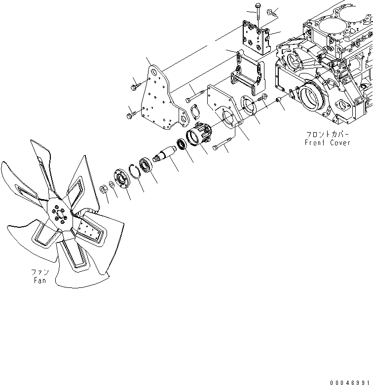 Схема запчастей Komatsu SAA6D125E-5G-02 - ПРИВОД ВЕНТИЛЯТОРА(№-) ДВИГАТЕЛЬ