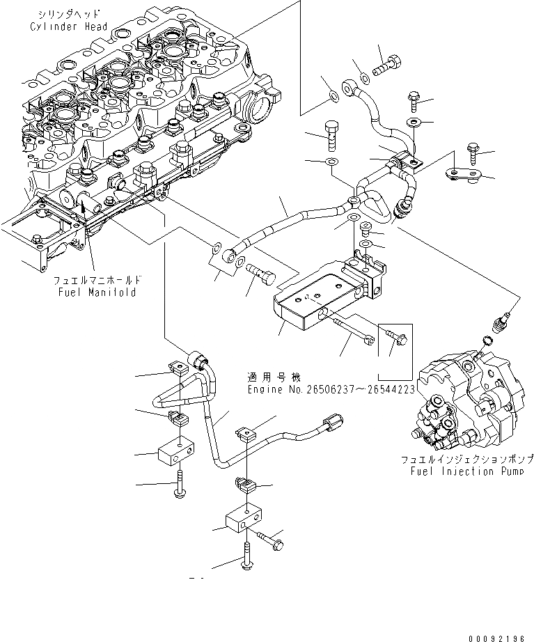 Схема запчастей Komatsu SAA6D107E-1H-W - ТОПЛИВОПРОВОД.(№7-) ДВИГАТЕЛЬ