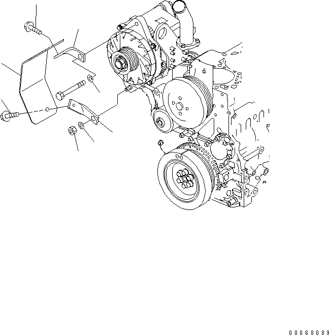 Схема запчастей Komatsu SAA6D107E-1H-W - ГЕНЕРАТОР КРЫШКА(ДЛЯ ГЕНЕРАТОРА 90А)(№98-) ДВИГАТЕЛЬ