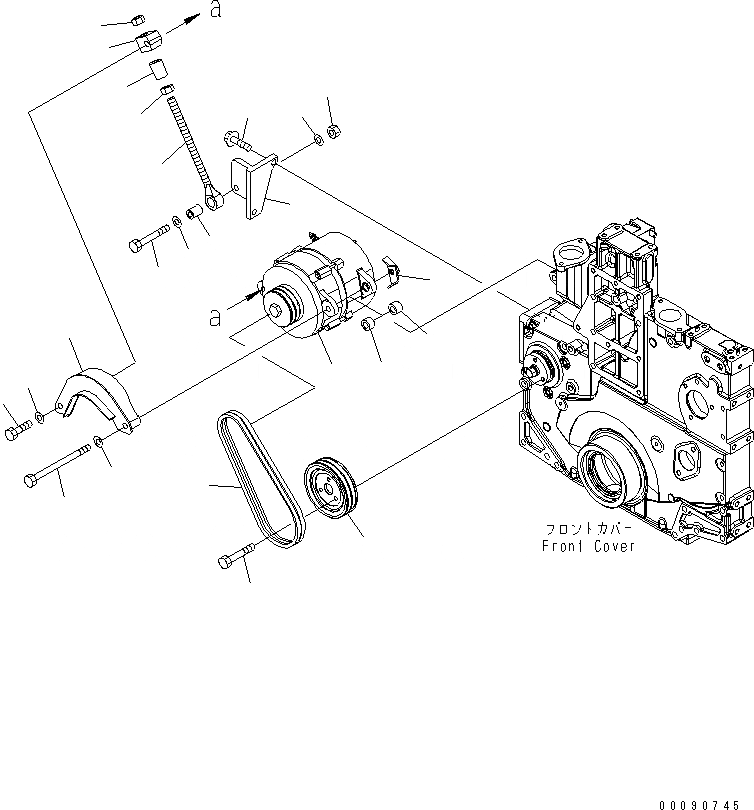 Схема запчастей Komatsu SAA6D140E-5AR-W - КРЕПЛЕНИЕ ГЕНЕРАТОРА (ДЛЯ 7A ГЕНЕРАТОР) (С НЕ ЗАКАЛЕНН. ШКИВ)(№-) ДВИГАТЕЛЬ