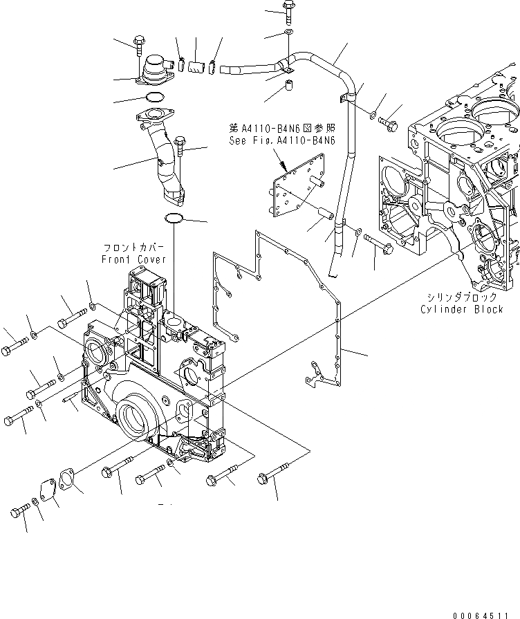 Схема запчастей Komatsu SAA6D140E-5ER-W - ЭЛЕМЕНТЫ ПЕРЕДН. КРЫШКИ И САПУН(№-) ДВИГАТЕЛЬ