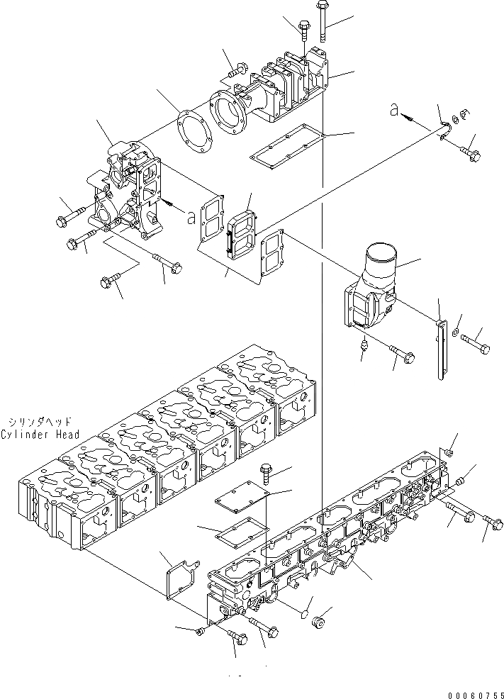 Схема запчастей Komatsu SAA6D170E-5DR-W - ТРУБОПРОВОД ВПУСКА ВОЗДУХА И СОЕДИН-Е(№7-) ДВИГАТЕЛЬ