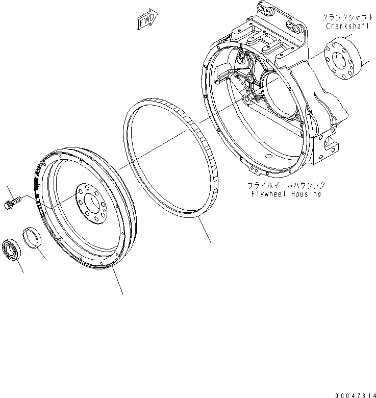 Схема запчастей Komatsu SAA6D140E-5DR-W - МАХОВИК(№-) ДВИГАТЕЛЬ