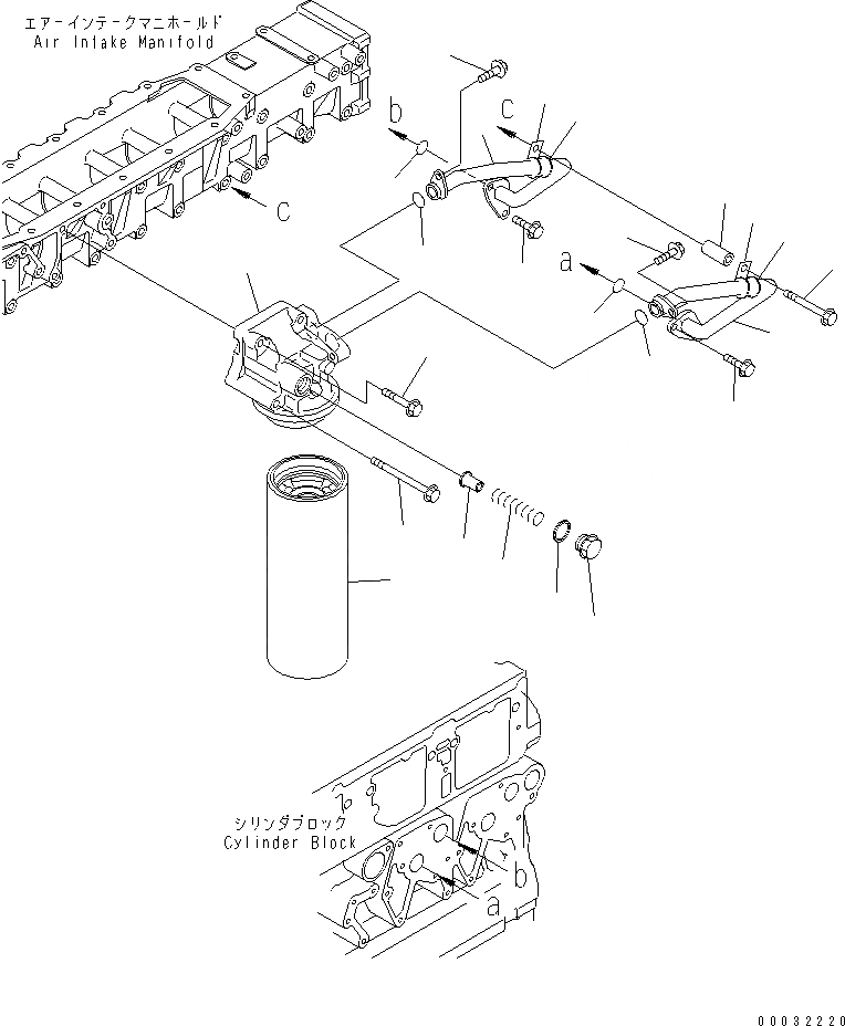 Схема запчастей Komatsu SAA6D140E-3H-8 - МАСЛ. ФИЛЬТР И ТРУБЫ(№-) ДВИГАТЕЛЬ