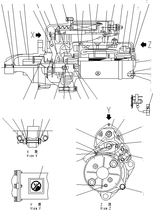 Схема запчастей Komatsu SAA6D114E-3AA-W - СТАРТЕР (KW) (ВНУТР. ЧАСТИ) ДВИГАТЕЛЬ