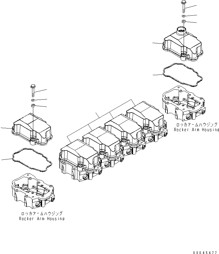 Схема запчастей Komatsu SAA6D125E-5CR-W - КРЫШКА КОРОМЫСЛА(№9-) ДВИГАТЕЛЬ