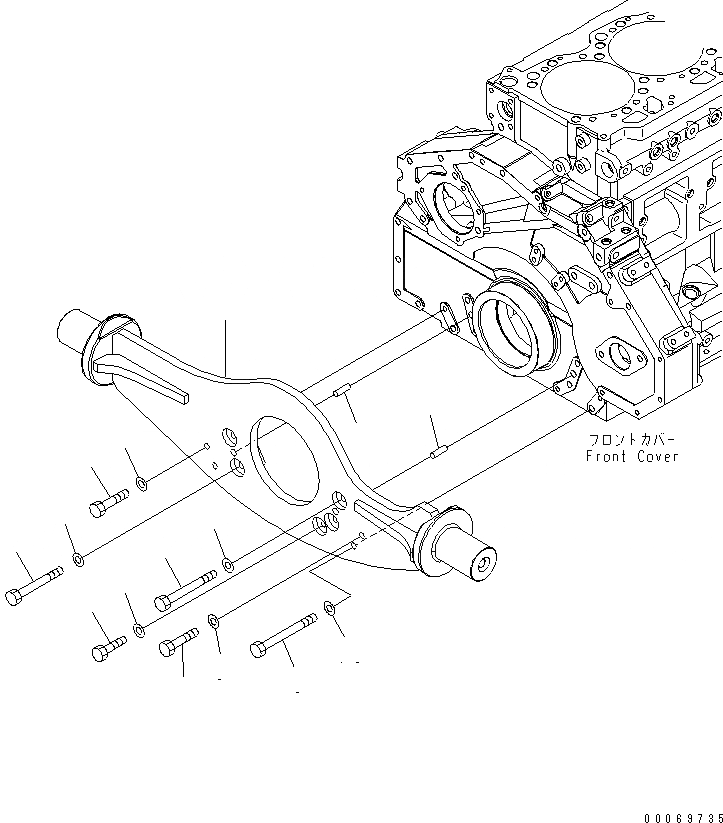 Схема запчастей Komatsu SAA6D125E-5CR-W - ДВИГАТЕЛЬ ПЕРЕДН. СУППОРТ ДВИГАТЕЛЬ